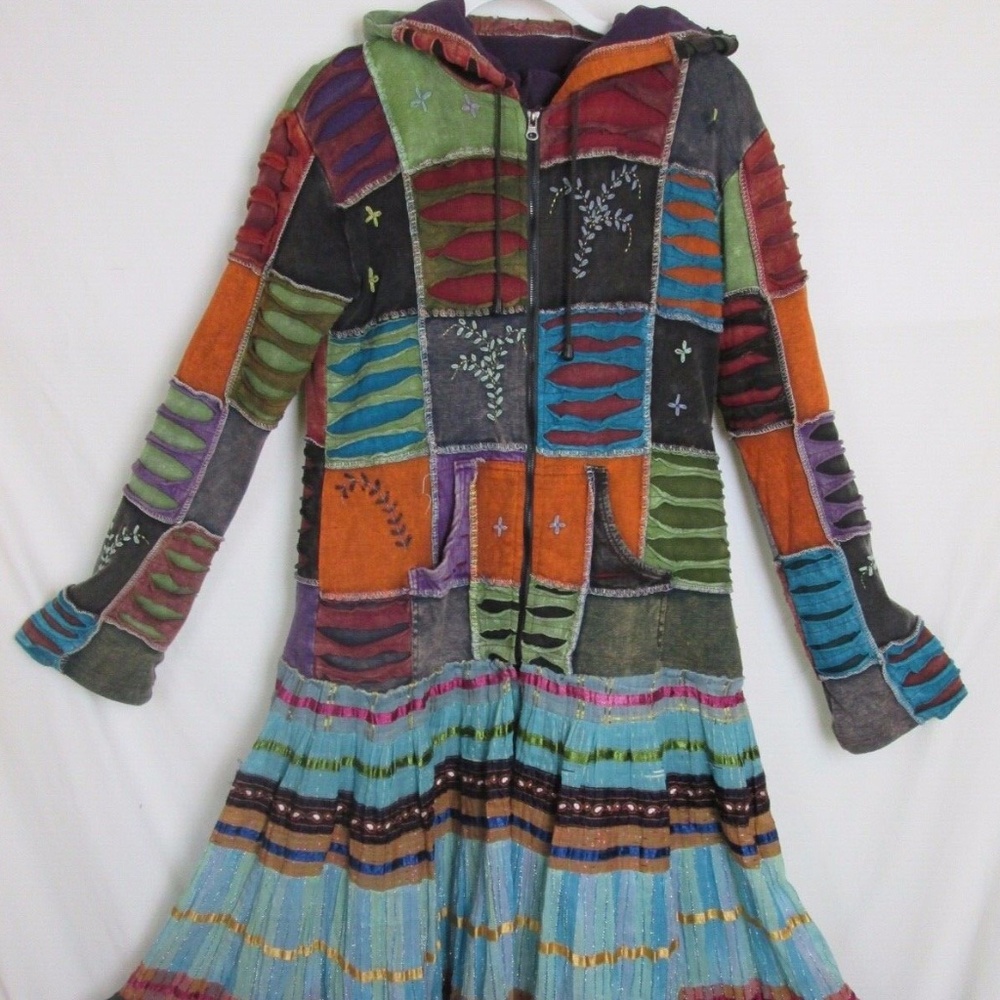 Custom Upcycle Full Length Multicolored Coat Wome… - image 1